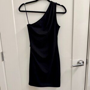 New Women's Size Small Black One Shoulder Bodycon Midi Dress